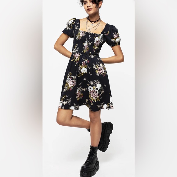 Disturbia Black Floral Mini Dress - Picture 1 of 7
